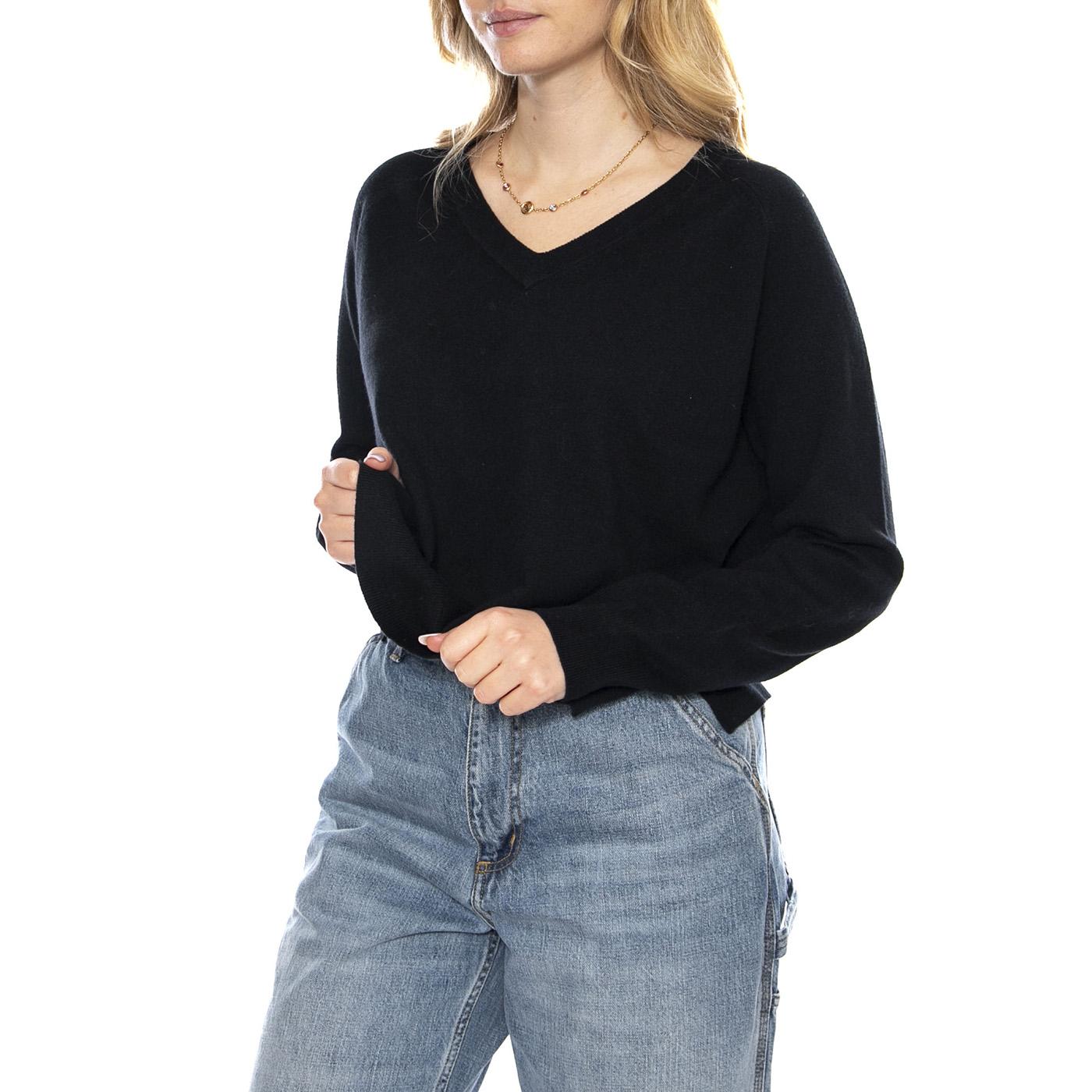 Pullover Donna Maniche Lunghe Scollo A V - Leggero E Morbido In Viscosa Ed Elastan, Taglie S-XXL
