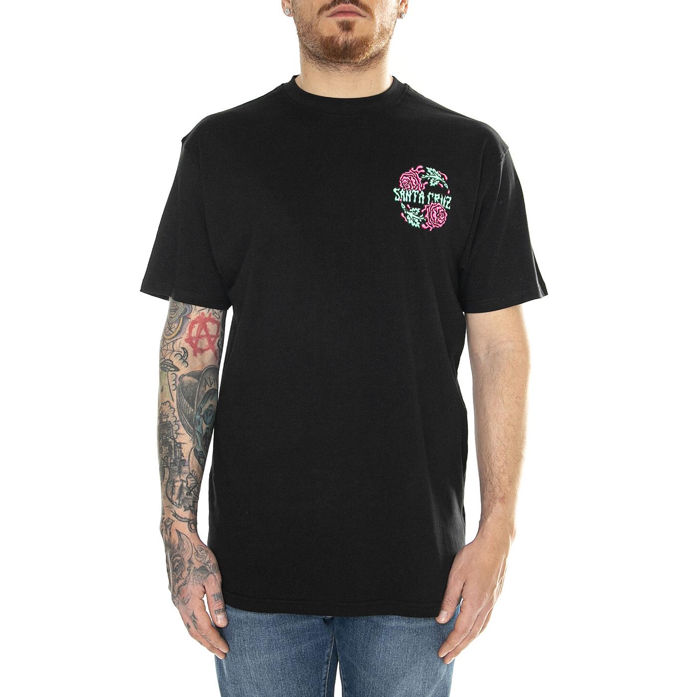 Dressen Rose Crew Two Black - Maglietta Girocollo Uomo Nera SCA-TEE-10713  SANTA CRUZ 