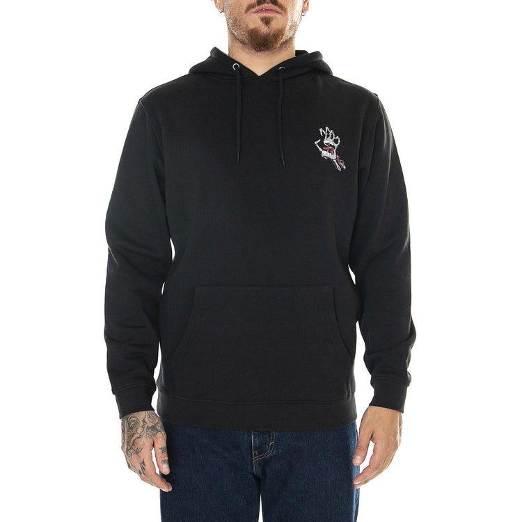 Bone Hand Cruz Hood Black - Felpa con Cappuccio Uomo Nera Bone Hand Cruz Hood Black  SANTA CRUZ 