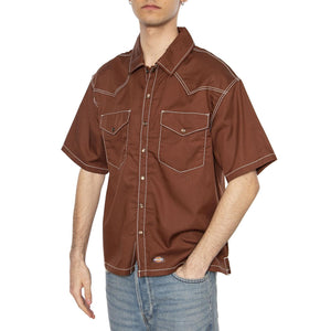 Dickies River Ranch - Camicia Maniche Corte Uomo Marrone DK0A4Z7MK471  DICKIES 