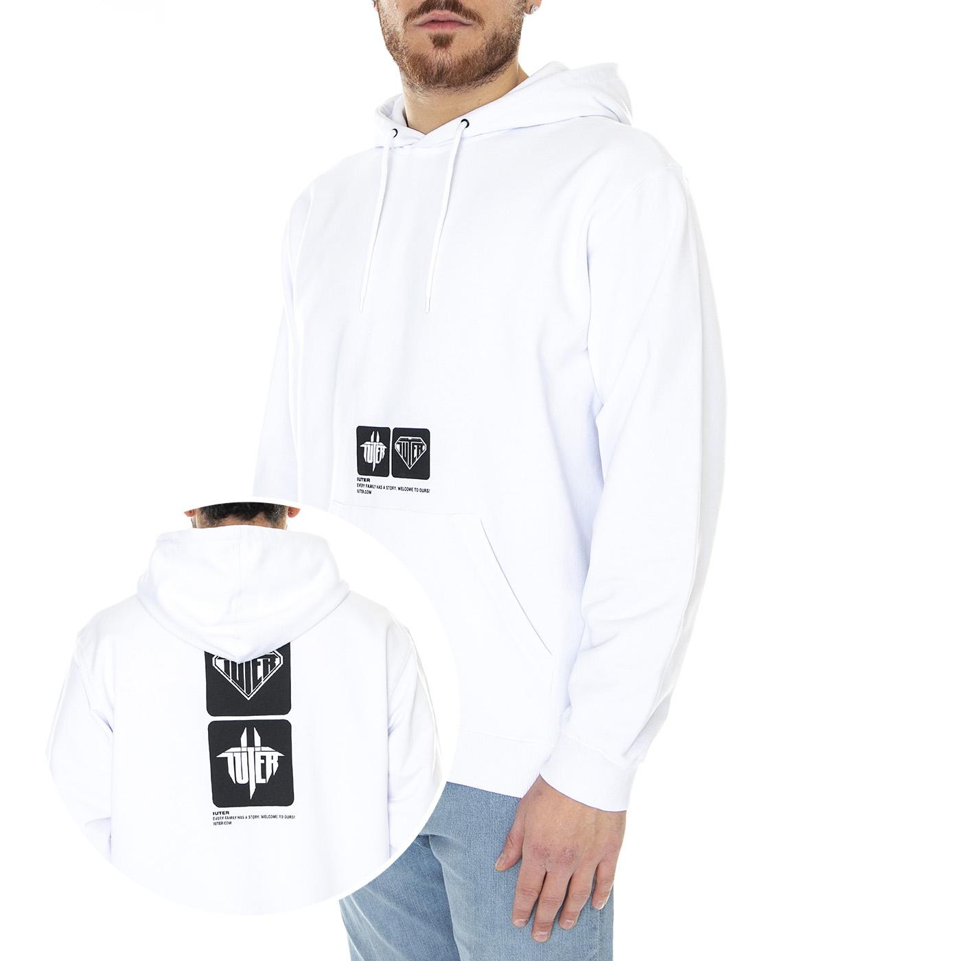 Tab Hoodie White - Felpa con Cappuccio Uomo Bianca 23SISH09-WHITE  IUTER 