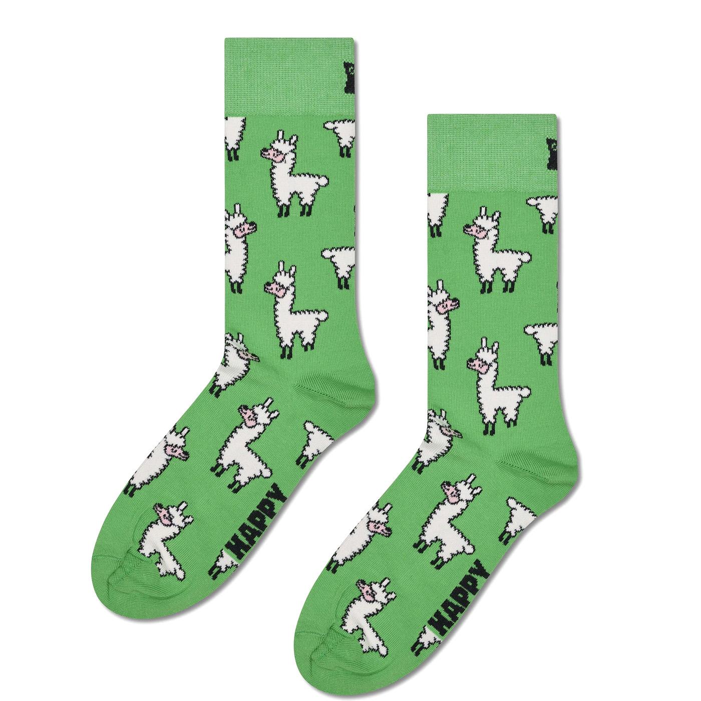 Llama Sock -- Calzini Uomo Multicolore P003650 GREEN HAPPY SOCKS 