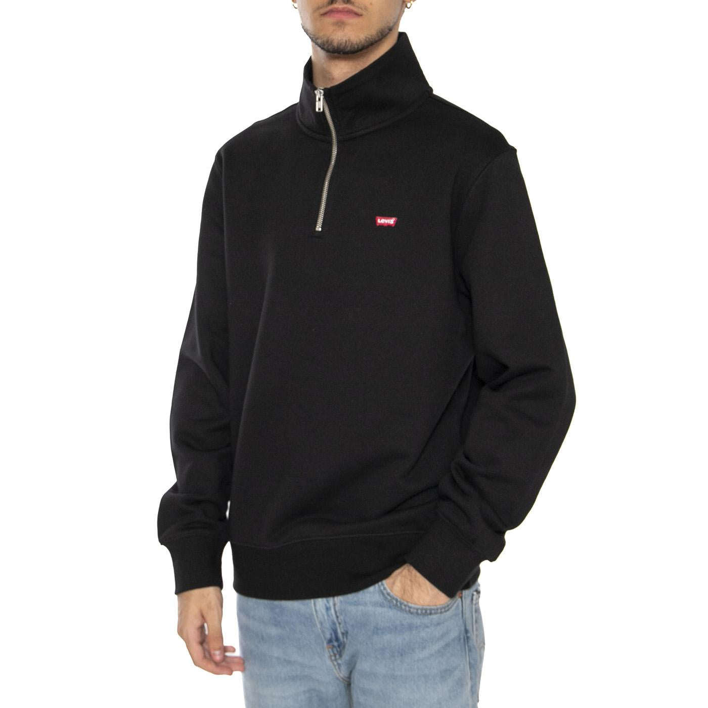 Original HM 1/4 Zip Mineral Black - Felpa Uomo Nera A8606-0000  LEVIS 