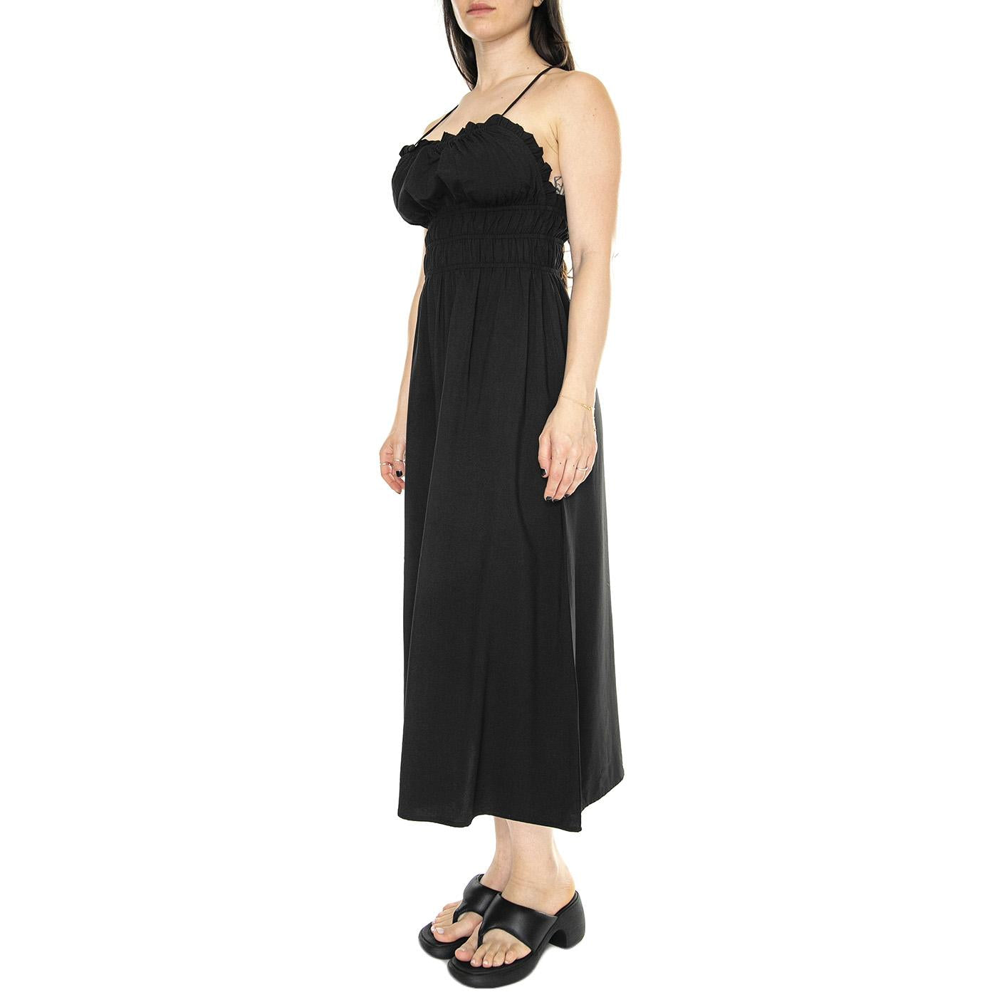 Vestido Midi Satinado Tirantes Negro - Abito Donna Nero 41W/11239  WILD PONY 