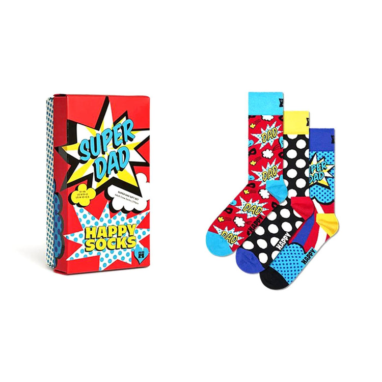 3-Pack Super Dad Socks Gift Set 4300 - Set da Tre Paia di Calzini Multicolore XFAT08-4300  HAPPY SOCKS 