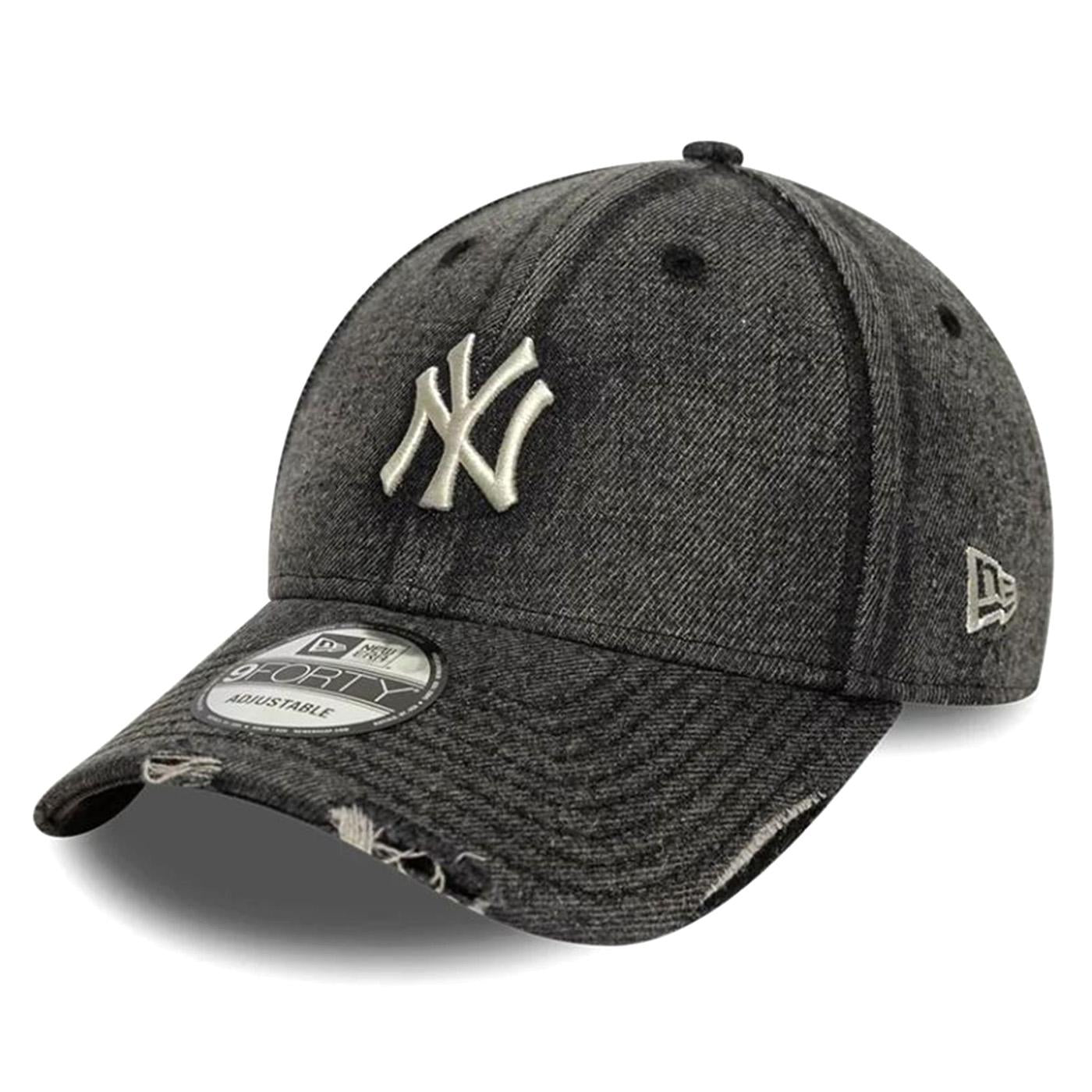 9FORTY® NEW YORK YANKEES BLACK ACID WASH DENIM - Cappellino con Visiera Denim Jeans Nero 60856239 AWD NEW ERA 
