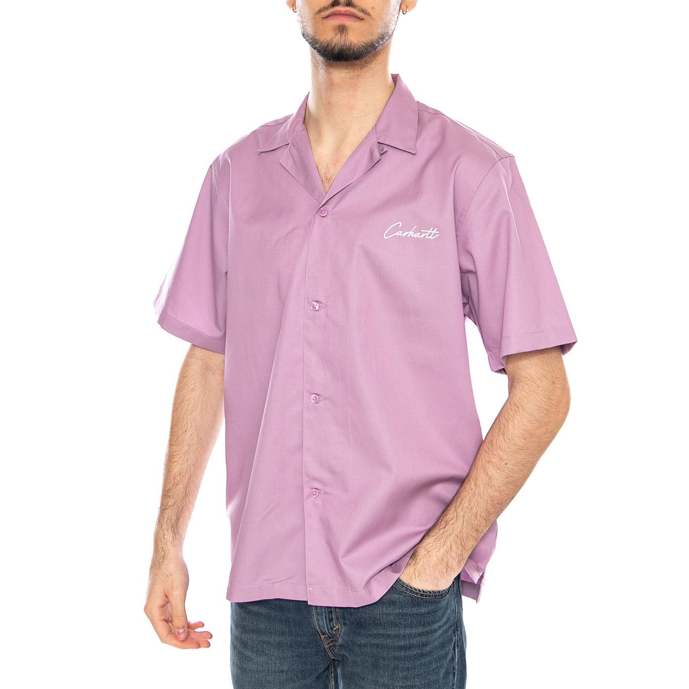 S/S Delray Shirt Gentle Purple / White - Camicia Maniche Corte Uomo Viola I031465 3N7XX CARHARTT WIP 