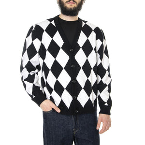Go Avery Diamond Cardigan Jet Black / Multi - Cardigan Uomo Nero / Bianco M2RR21Z3382-JTMU  GUESS ORIGINALS 