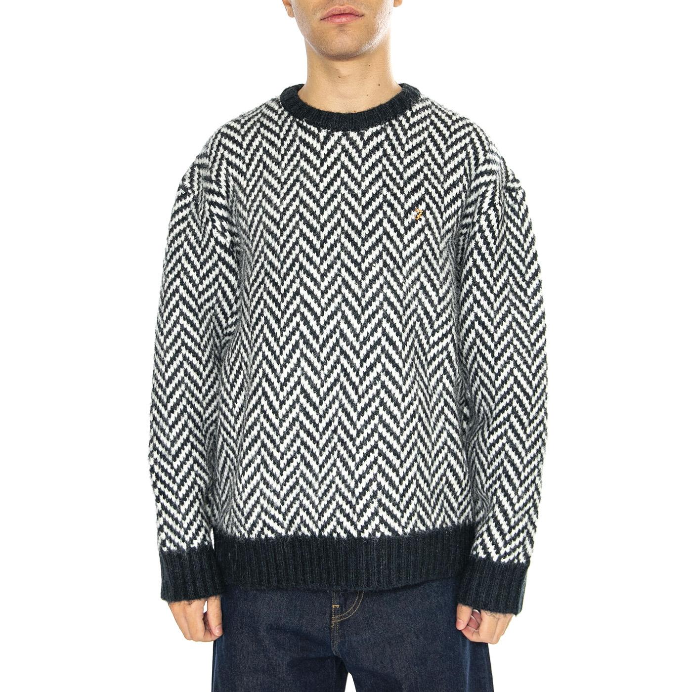 Athens Herringbone Sweater In True Navy - Maglione Girocollo Uomo Blu / Multicolore F4GFE028  FARAH 