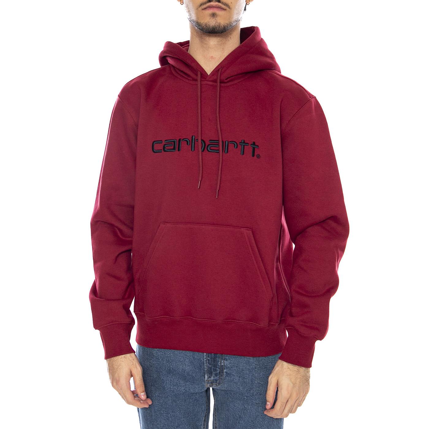 Hooded Carhartt Sweat Scarlet / Graphite - Felpa con Cappuccio Uomo Bordeaux I030547.38FXX  CARHARTT WIP 