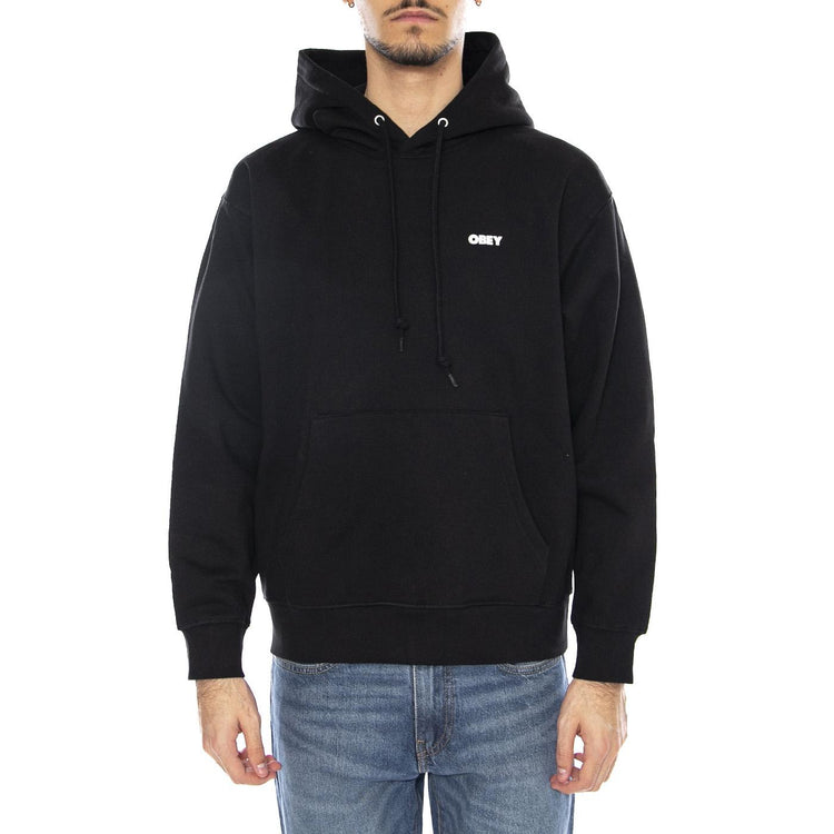 OBEY Quarter Icon Fleece Black -- Felpa con Cappuccio Uomo Nera 112844193 BLK OBEY 