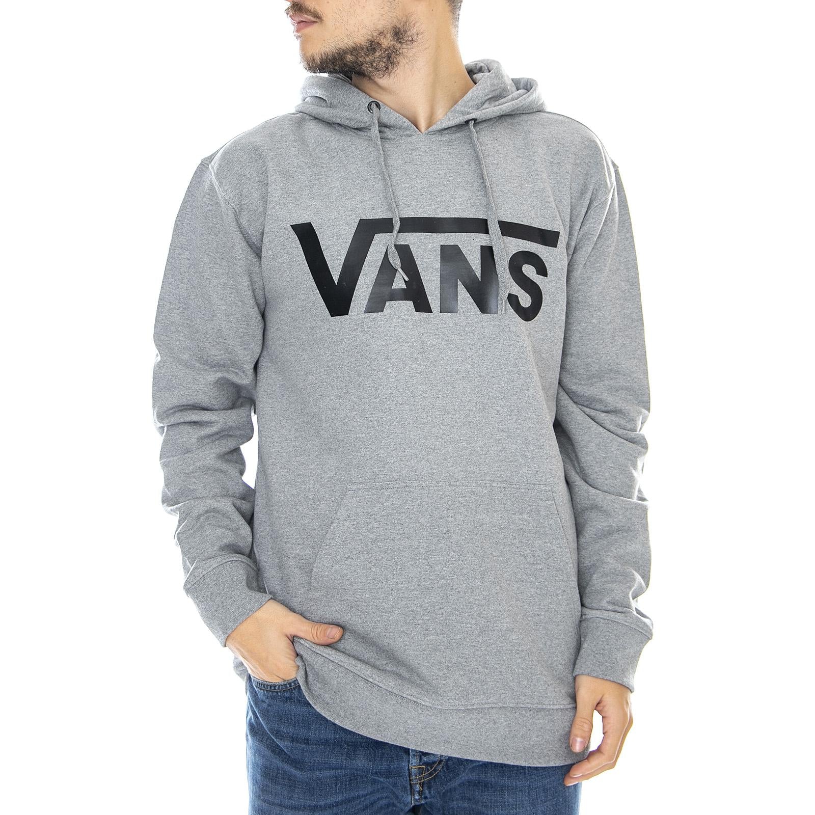 Mn Vans Classic Po H Cement Heatther / Black - Felpa con Cappuccio Uomo Grigia VN0A456BADY1  VANS 