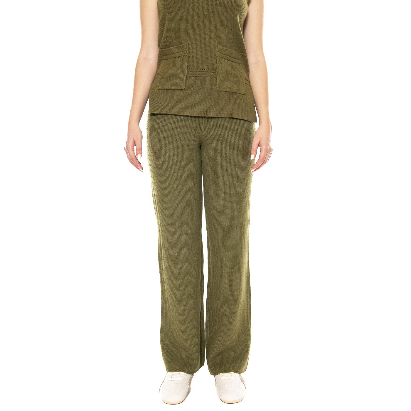 Knitted Trousers 118 Khaki - Pantaloni Donna Verdi 3.53.690.14 . MD'M 