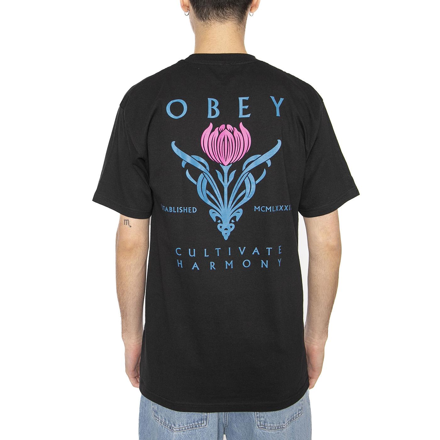 Obey Cultivate Harmony Classic Tee Black - Maglietta Girocollo Uomo Nera 165263796-BLK  OBEY 