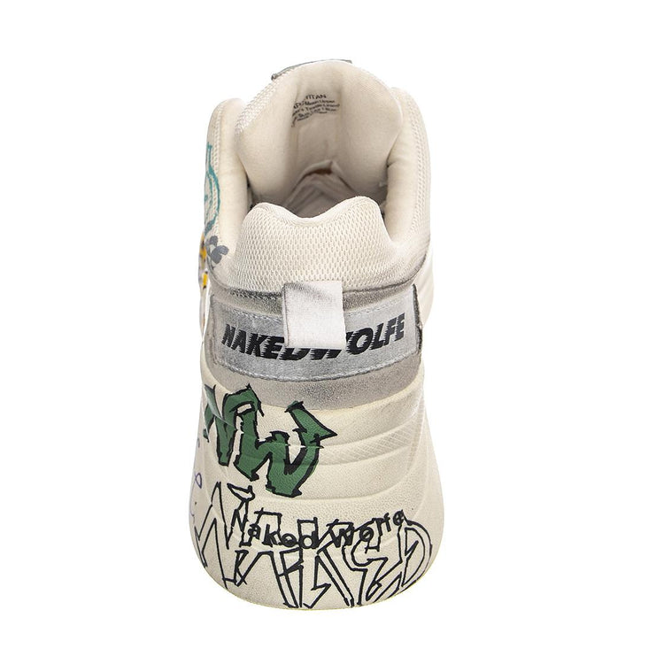 Titan - Scarpe Stringate Profilo Basso Uomo / Donna Bianche / White Graffiti 40 NWMTITAN-WHTGRAF  NAKED WOLFE 