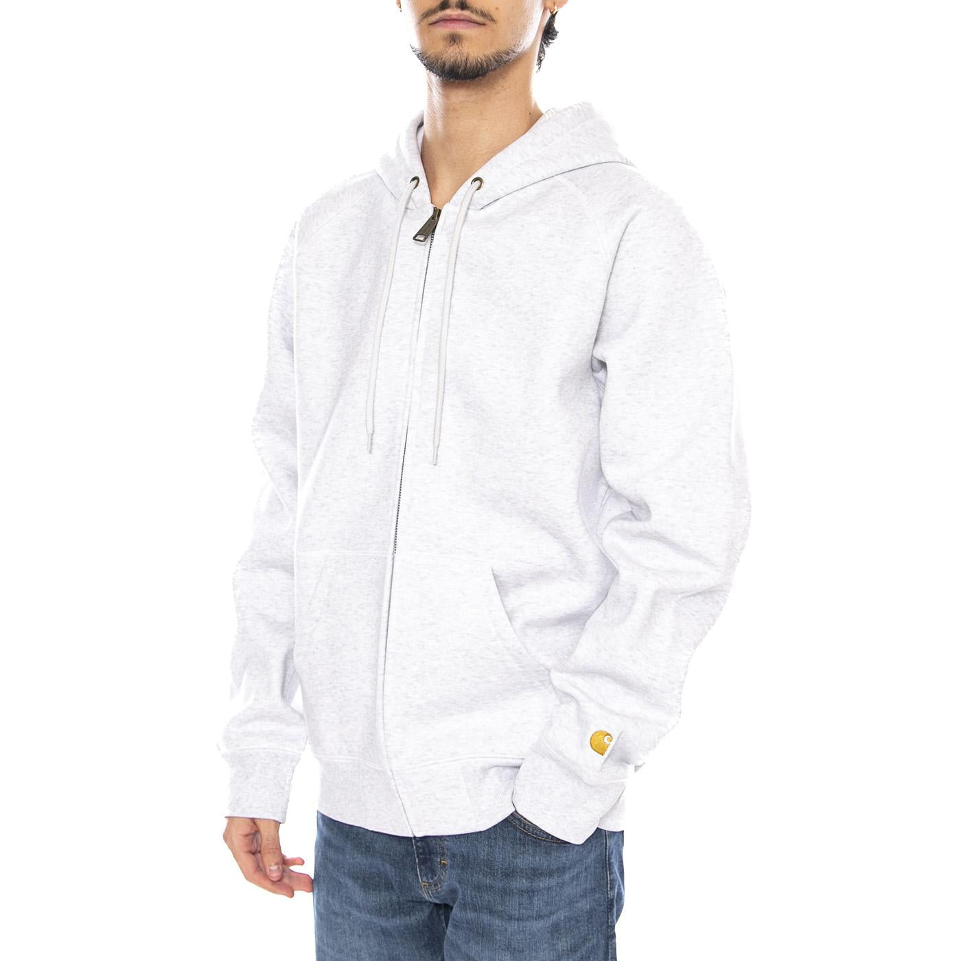 Hooded Chase Jacket Ash Heather / Gold - Felpa con Cappuccio Uomo Grigia I033664.00JXX  CARHARTT WIP 