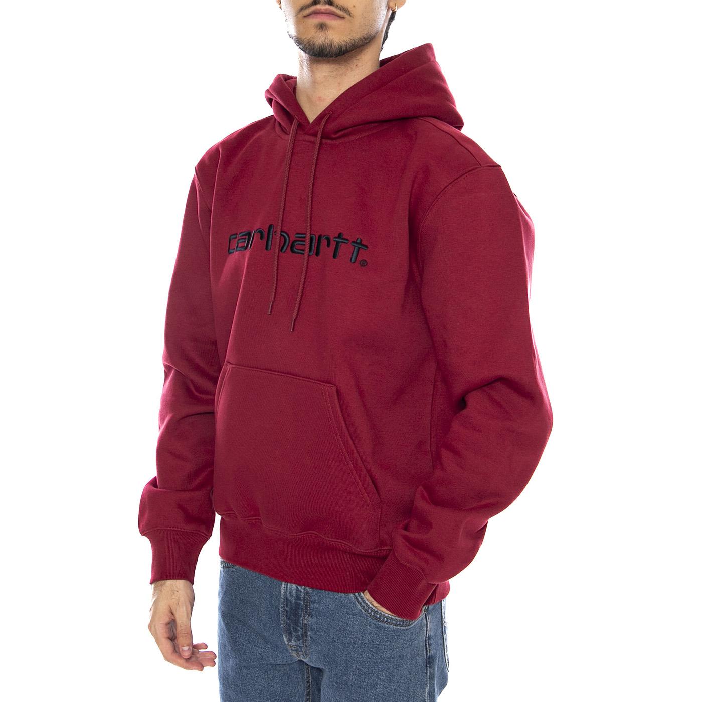 Hooded Carhartt Sweat Scarlet / Graphite - Felpa con Cappuccio Uomo Bordeaux I030547.38FXX  CARHARTT WIP 