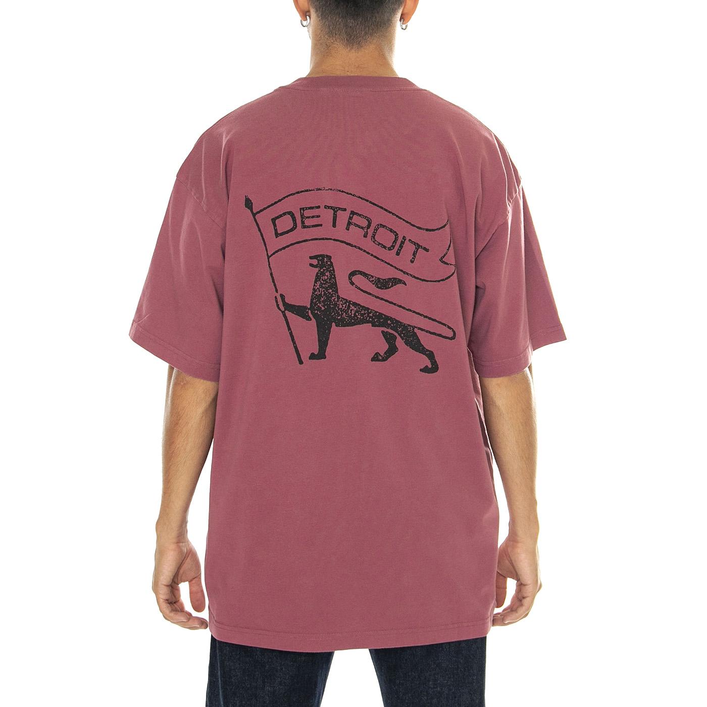 S/S Stamp T-Shirt Dusty Fuchsia / Black stone washed - Maglietta Girocollo Uomo Bordeaux I033670.2B006  CARHARTT WIP 