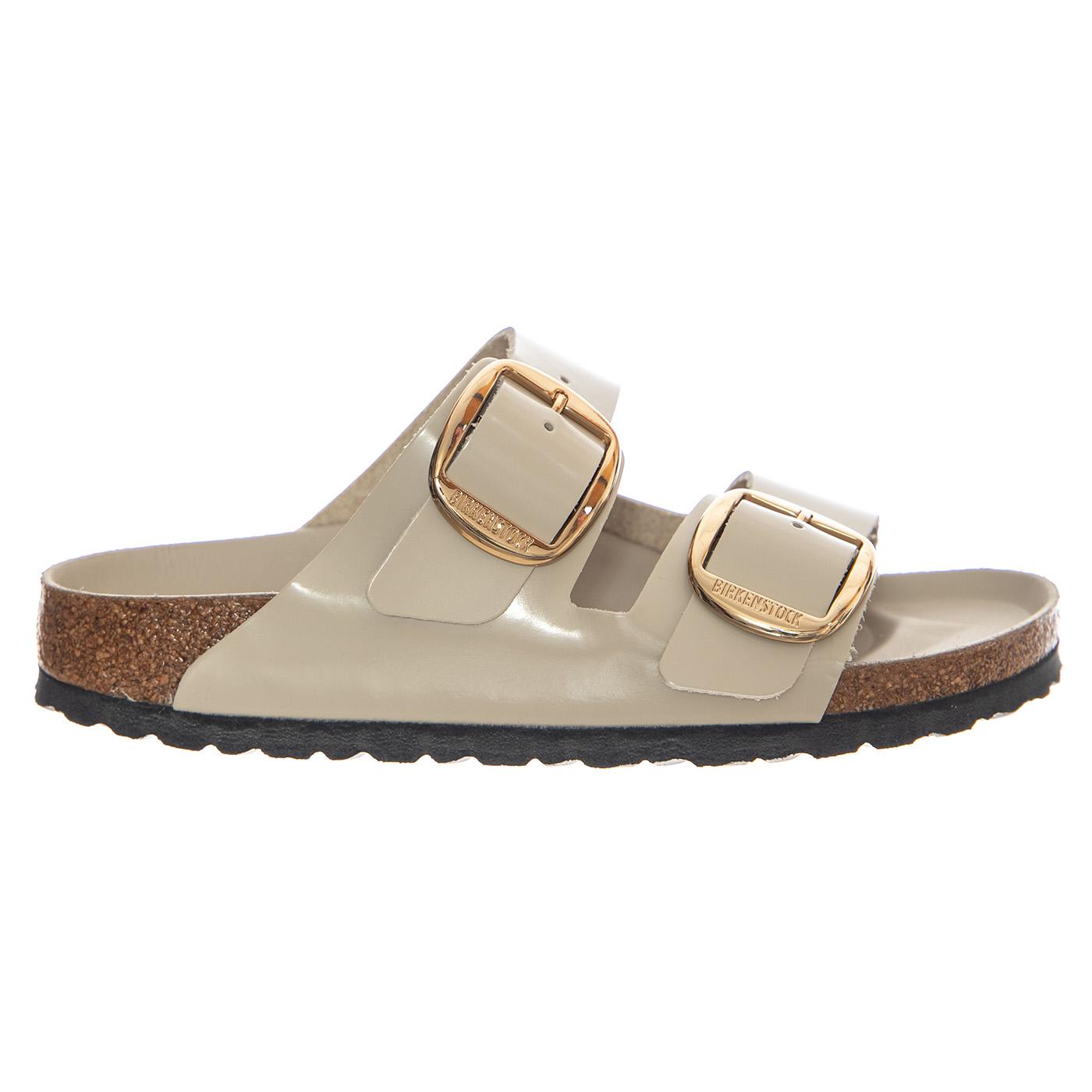Arizona Big Buckle HEX Natural Lea Narrow Fit Shine Oyster - Sandali Donna Bianchi 1031873 SHO BIRKENSTOCK 