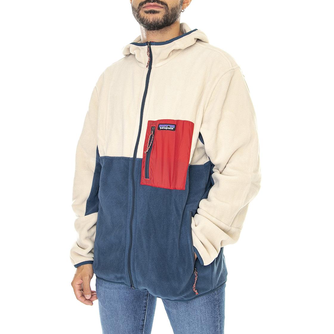 M's Microdini Hoody Tidepool Blue w/Oar Tan - Felpa con Zip Uomo Beige / Blu 26210-TIBO  PATAGONIA 