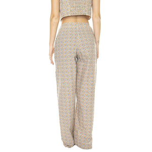 W' Pantalón Ancho con Estampado Floral - Pantaloni Donna Rosa / Multicolore 31W/41217  WILD PONY 