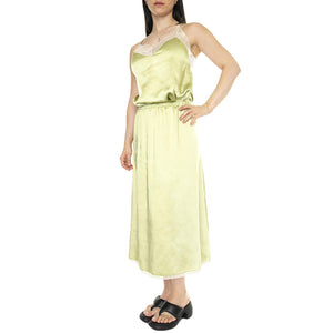 Falda midi satinada encaje verde Green Skirt - Gonna Verde 41W/11286  WILD PONY 