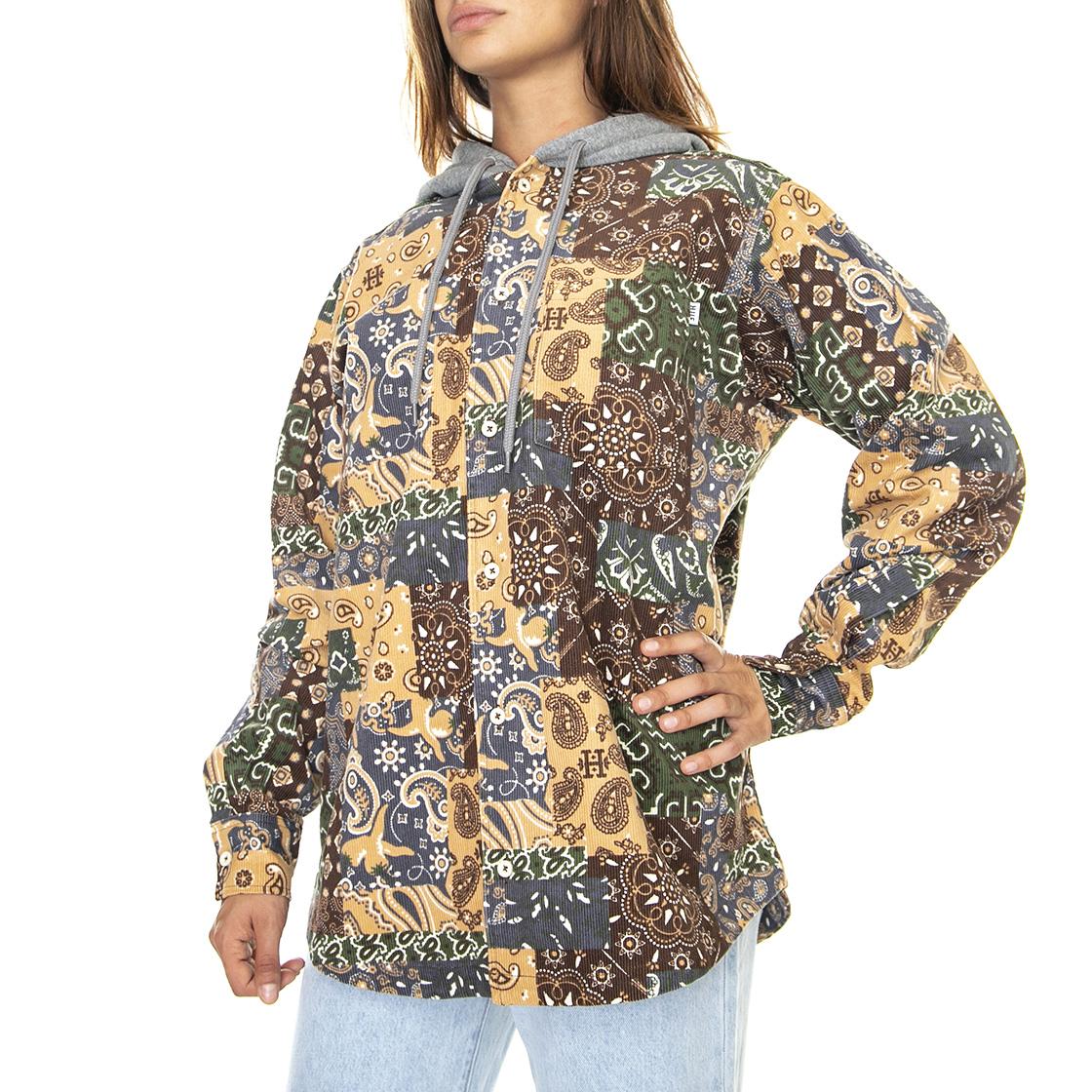 Patchwork Cord Hooded Jacket Brown - Giacca Invernale con Cappuccio Donna Multicolore WJK0028-BROWN  HUF 