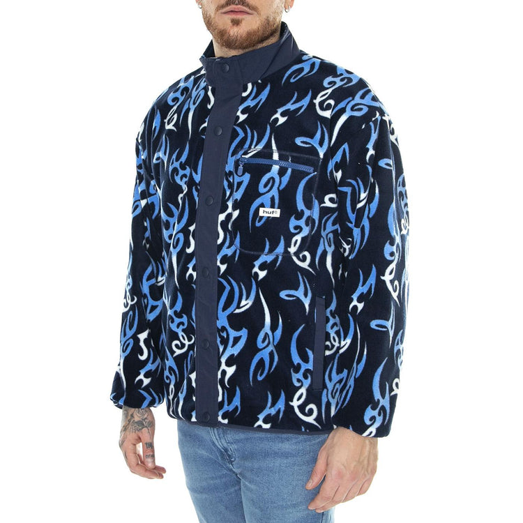 Static Polar Fleece Navy Sweat - Felpa Uomo Blu / Multicolore FL00213-NAVY  HUF 