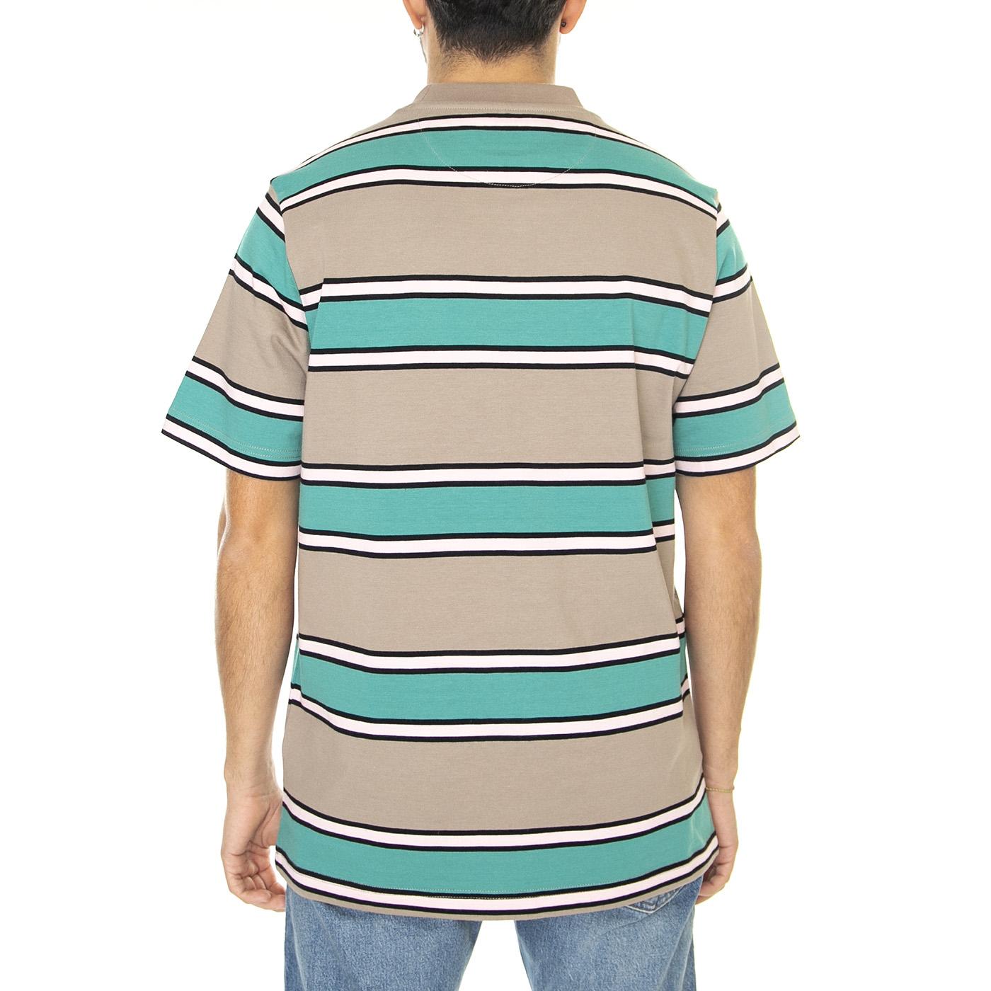 Alva Wide Stripe SS Tee Smoky Brown - Maglia Girocollo Uomo Multicolore F4KSD014-258  FARAH 