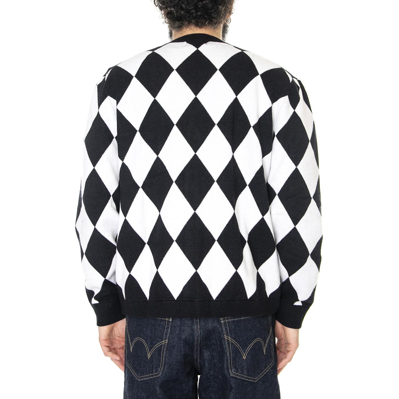 Go Avery Diamond Cardigan Jet Black / Multi - Cardigan Uomo Nero / Bianco M2RR21Z3382-JTMU  GUESS ORIGINALS 