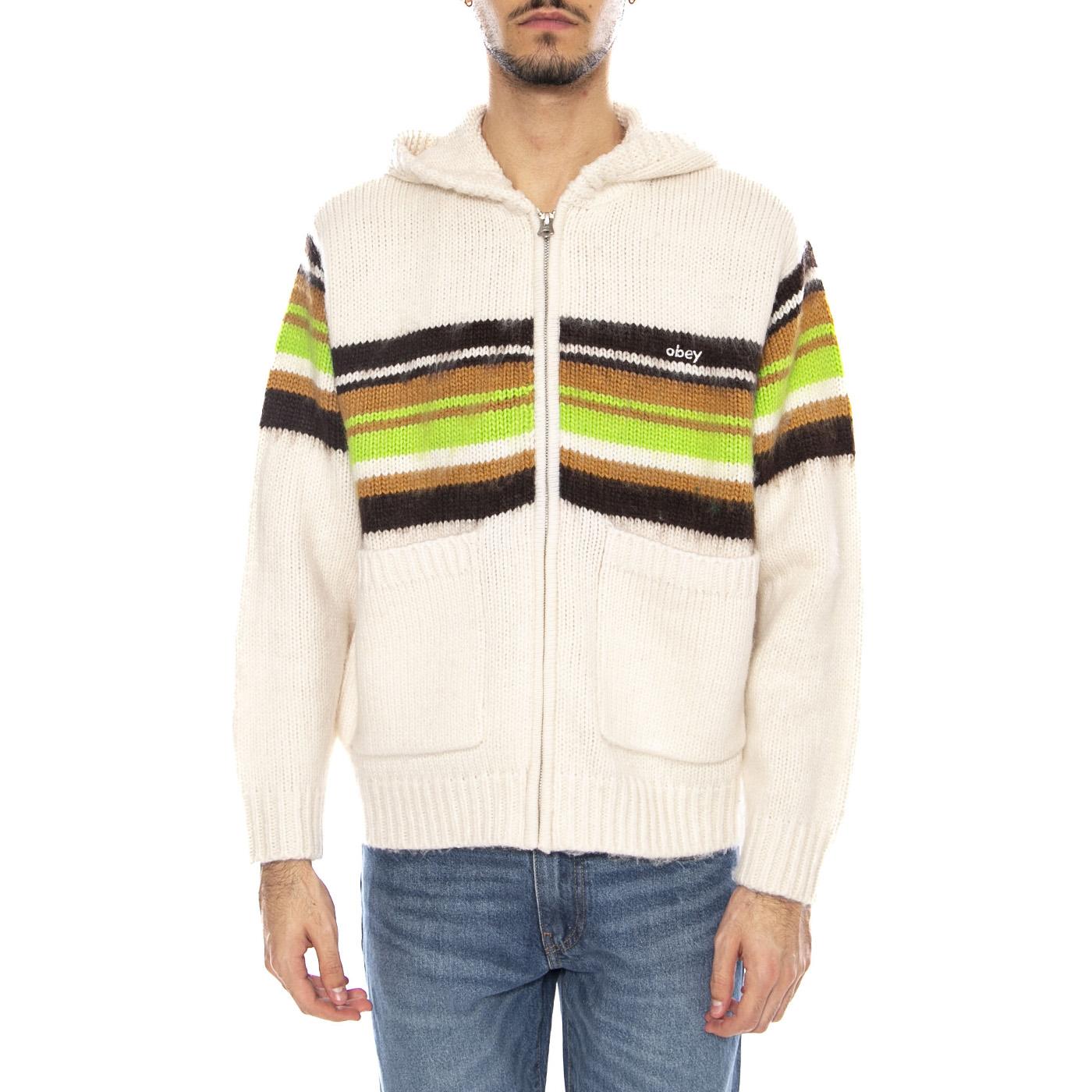 Myers Zip Up Hood Sweater Unbleached / Multi -- Felpa con Cappuccio Uomo Beige Naturale / Multicolore 151000093 UBL OBEY 