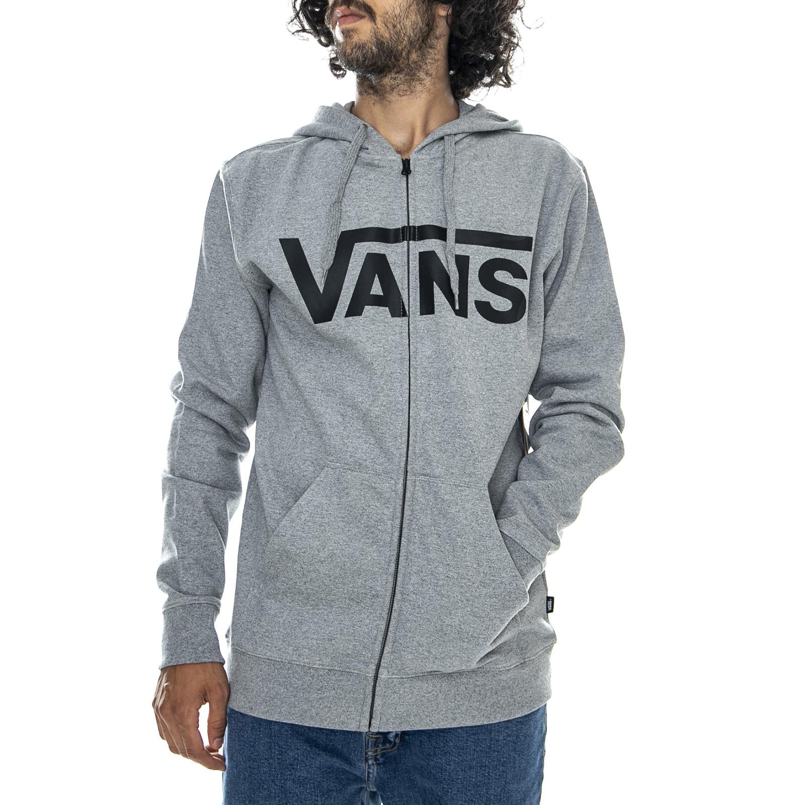 Mn Classic Zip - Heather Concrete - Felpa con Cappuccio e Zip Uomo Grigia VN0A456CADY1  VANS 