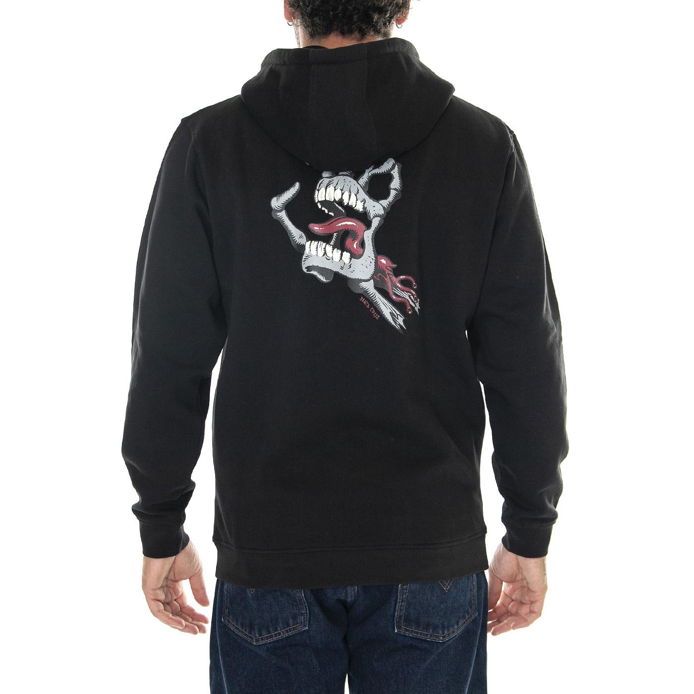 Bone Hand Cruz Hood Black - Felpa con Cappuccio Uomo Nera Bone Hand Cruz Hood Black  SANTA CRUZ 