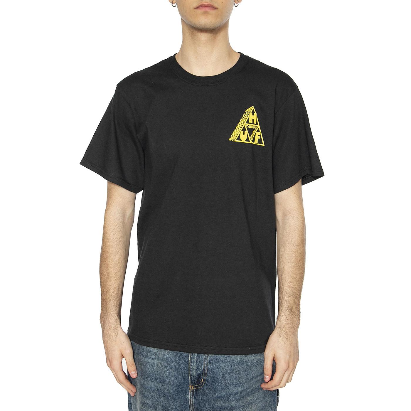 Saturday Morning TT S/S Tee Black - Maglietta Girocollo Uomo Nera TS01756-BLACK  HUF 