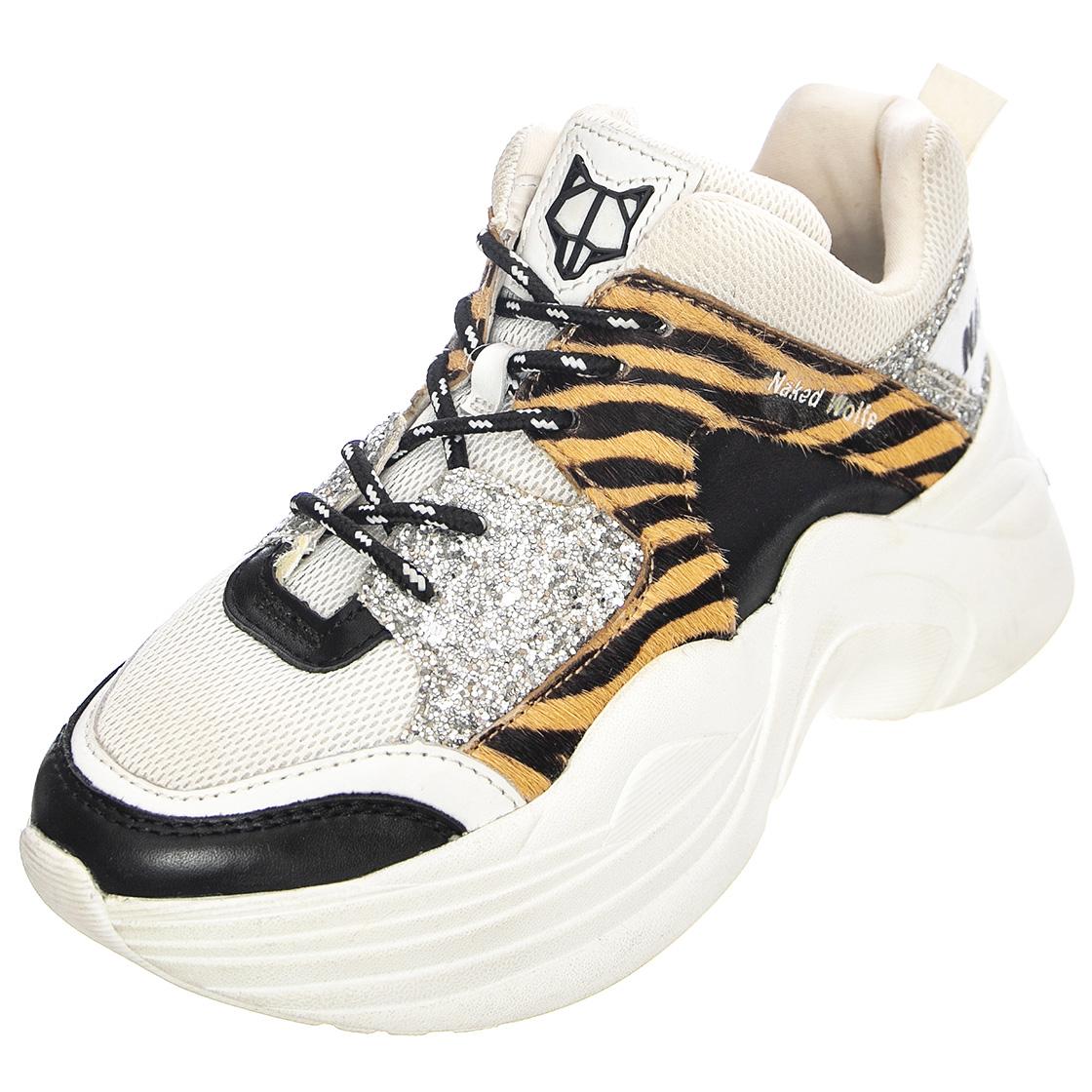 Track Tiger - Scarpe Stringate Profilo Basso Donna Bianche / Multicolore NWSTRACK-TIGER  NAKED WOLFE 