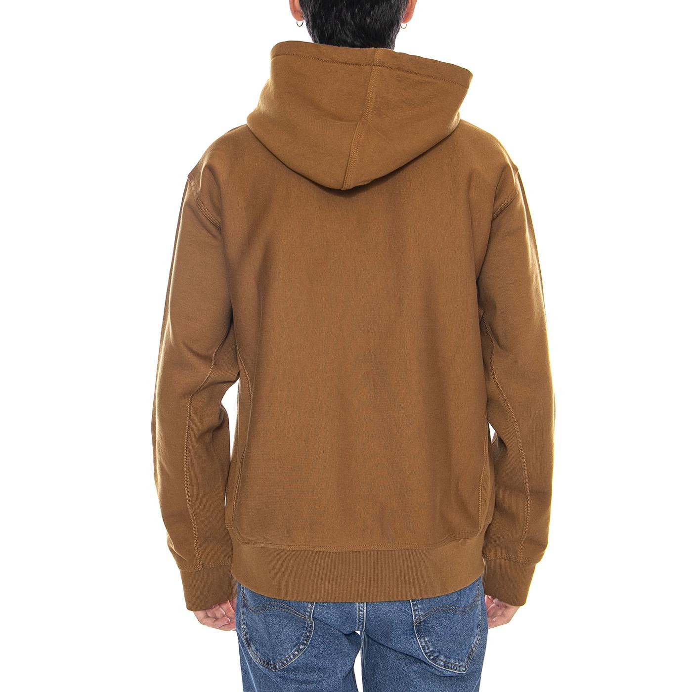 Hooded American Script Sweat Hamilton Brown - Felpa con Cappuccio Uomo Marrone I028279.HZXX  CARHARTT WIP 