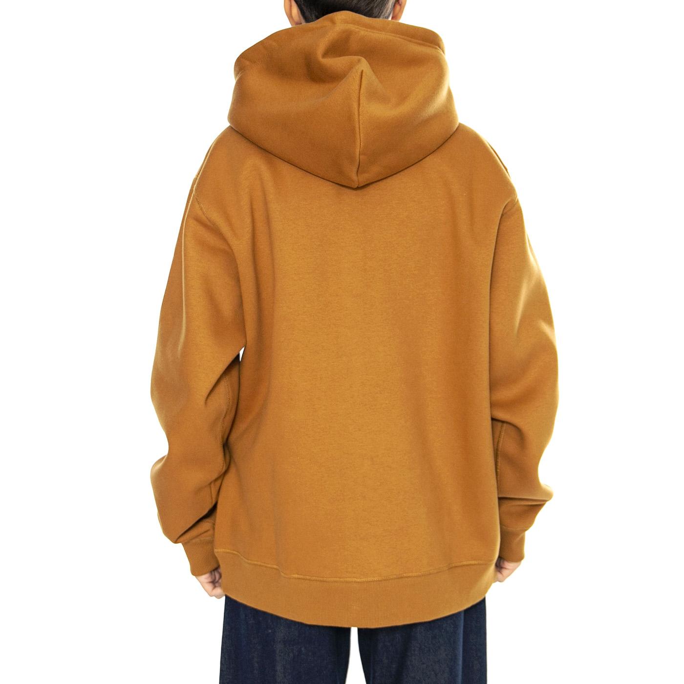 Builders Fleece FZ Hood Golden Brown - Felpa con Cappuccio Uomo Marrone 22517-GLDBN  BRIXTON 