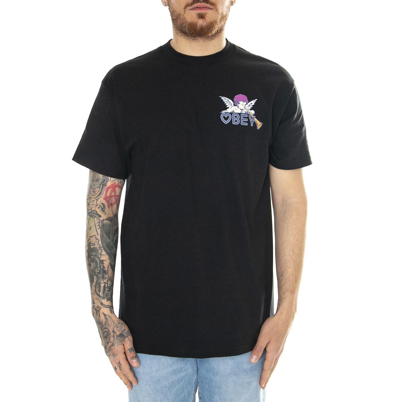 Obey Baby Angel Classic Tee Black - Maglietta Girocollo Uomo Nera 165263700-BLK  OBEY 