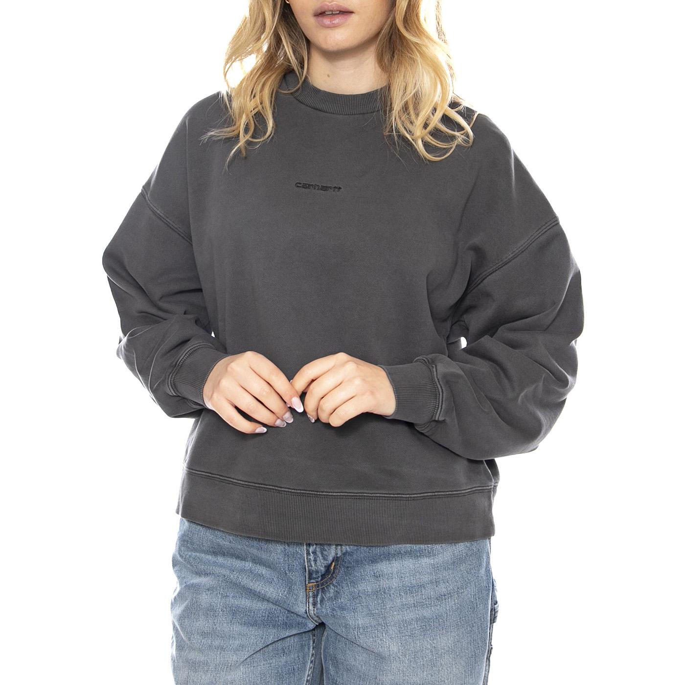 W Benton Sweatshirt - Grigia - Felpa Donna I034511_87_GD . CARHARTT WIP 