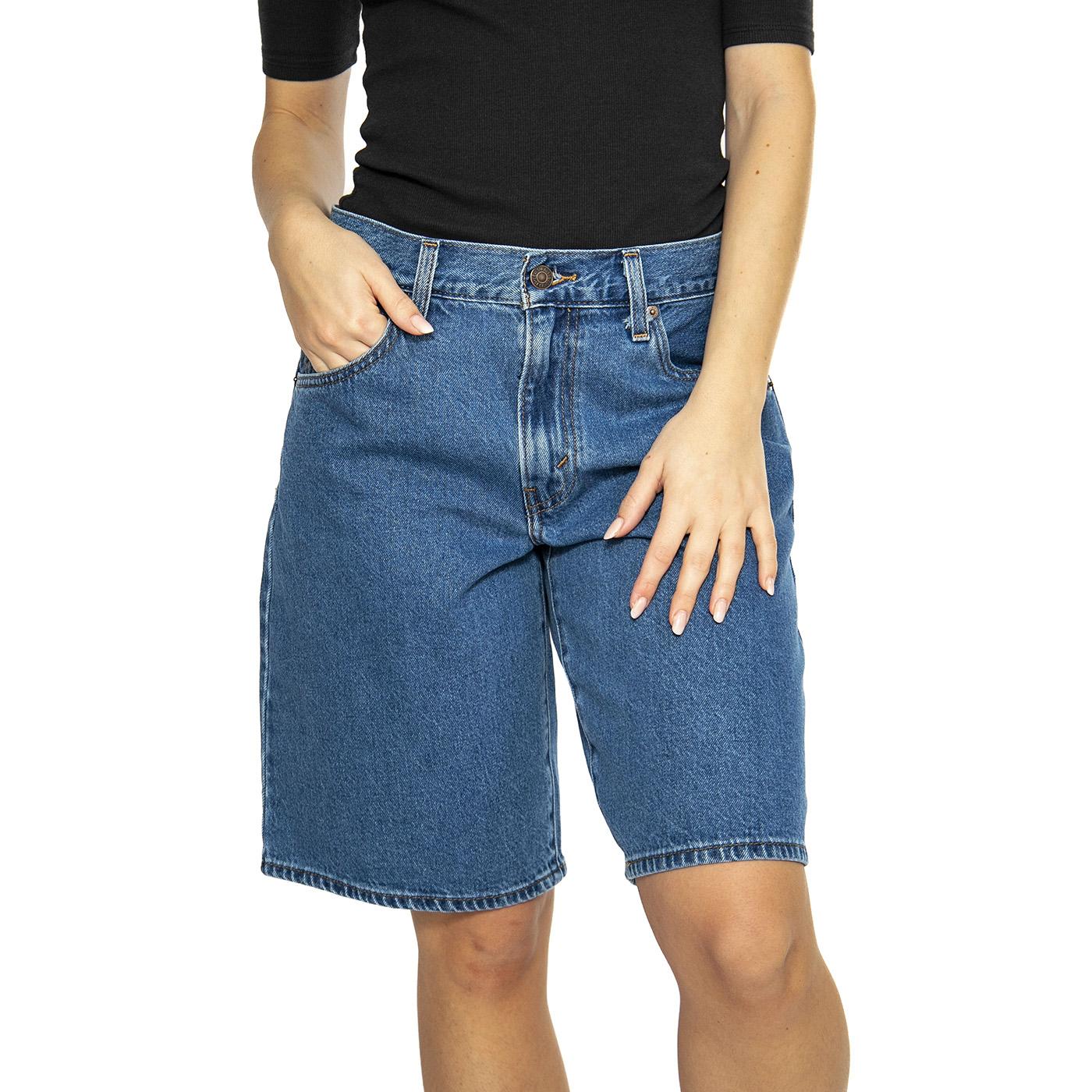 Baggy Dad Jort Dark Indigo Flat Finish - Bermuda Denim Jeans Donna Blu 000MJ-0001 . LEVIS 