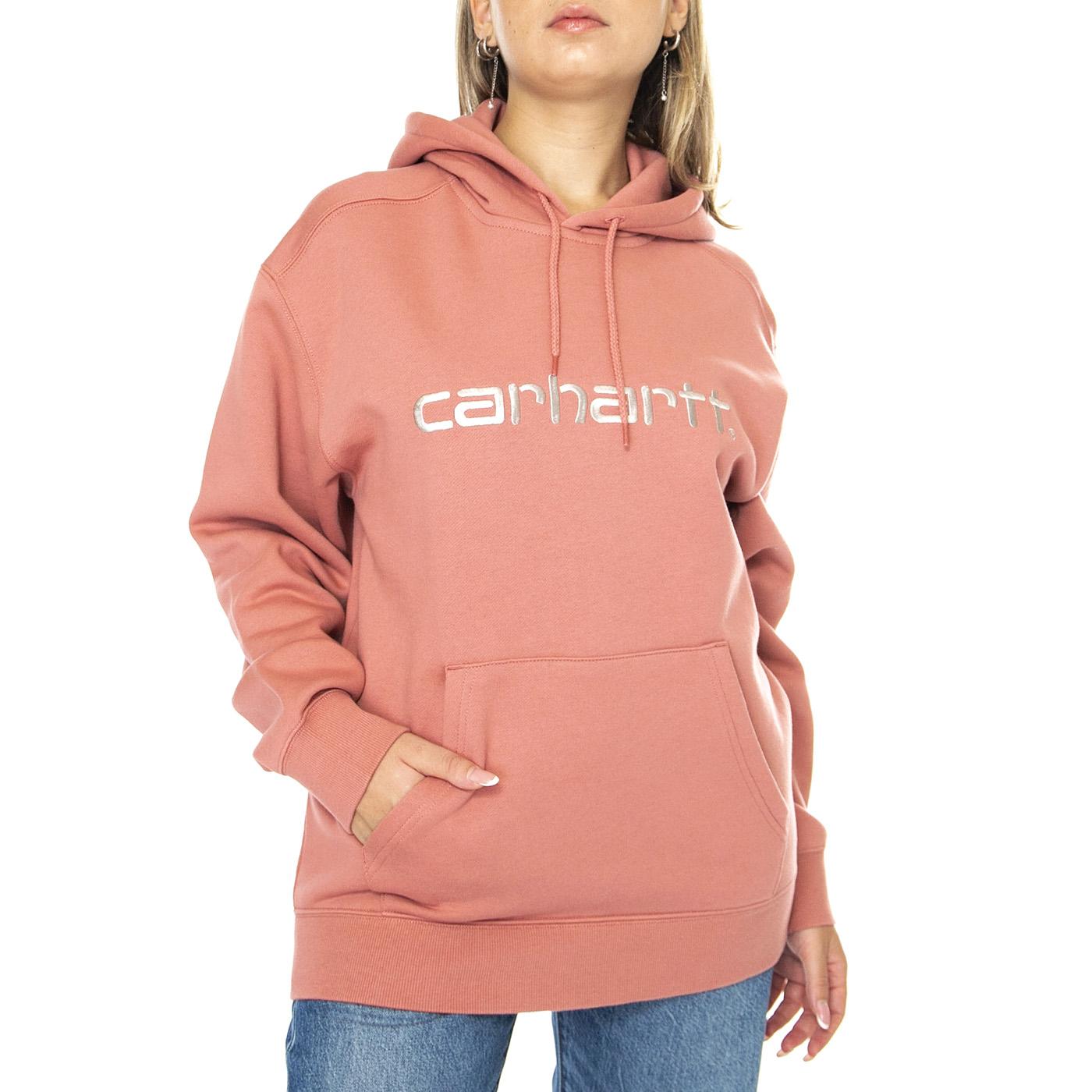 W' Hooded Carhartt Sweatshirt Dusty Rose / Moonbeam - Felpa con Cappuccio Donna Rosa I033648.2D8XX  CARHARTT WIP 