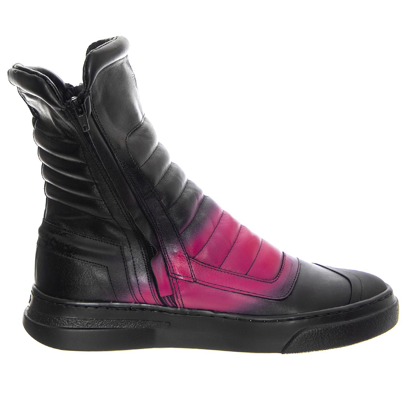 M' Moto Nappa Black / Fuchsia Black Sole - Stivali Uomo Neri / Viola BOMMOTO-NAPPA.BKFUC  BRUNO BORDESE 
