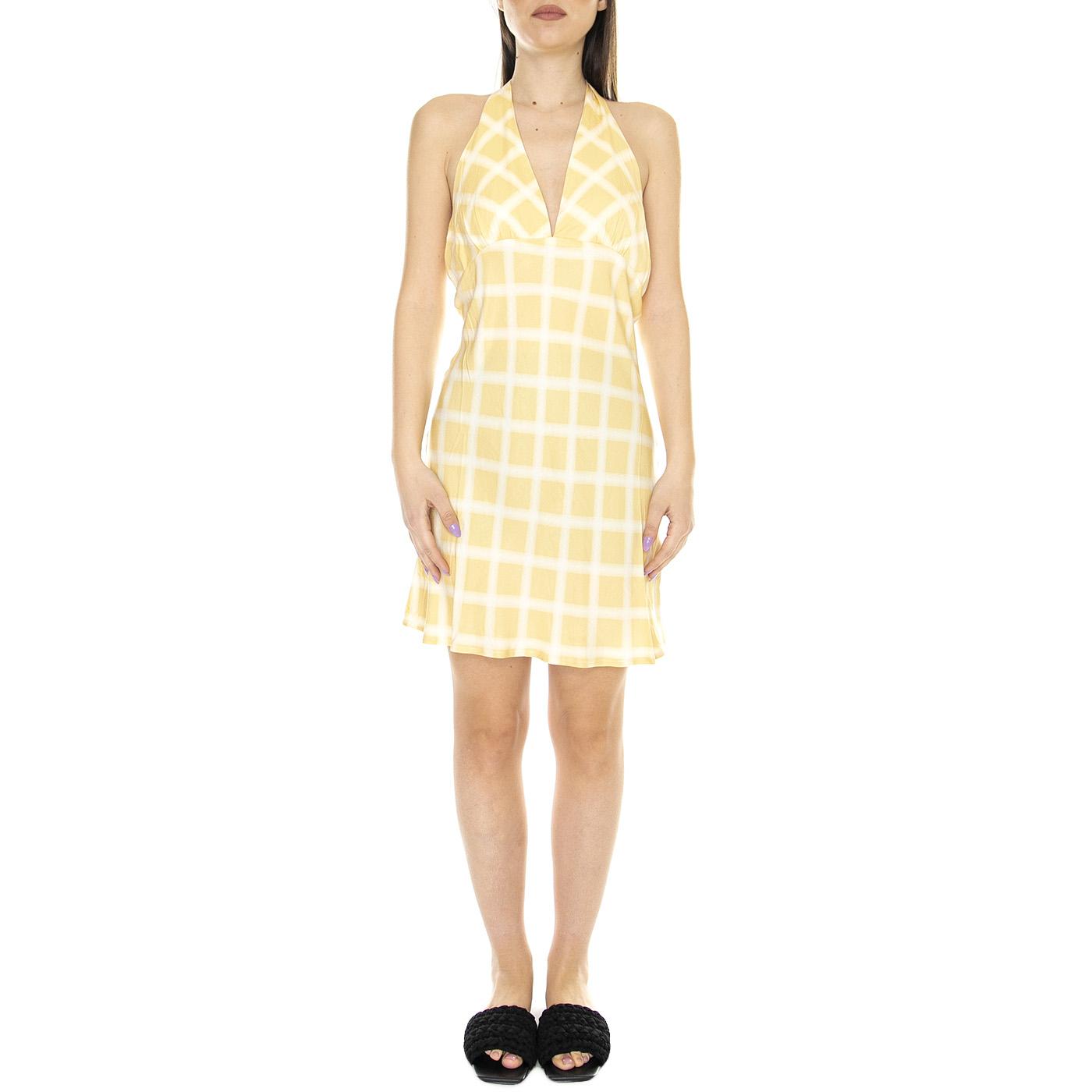 Vestido Corto Halter con Estampado de Cuadros - Abito Donna Giallo / Multicolore 31W/11253  WILD PONY 
