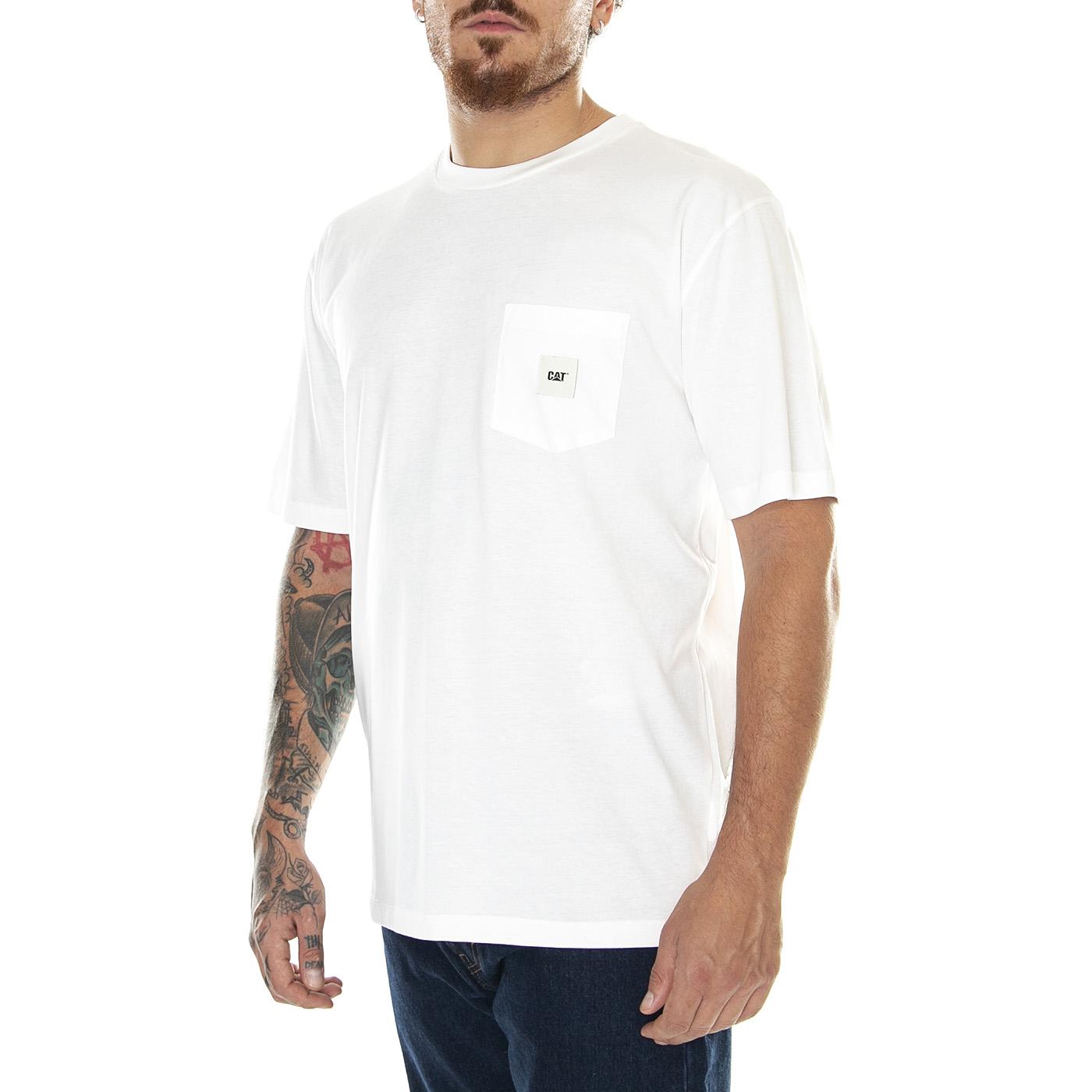 M' Essential Pocket T-Shirt Bone - Maglietta Girocollo Uomo Bianca 6010109-11-4300  CAT 
