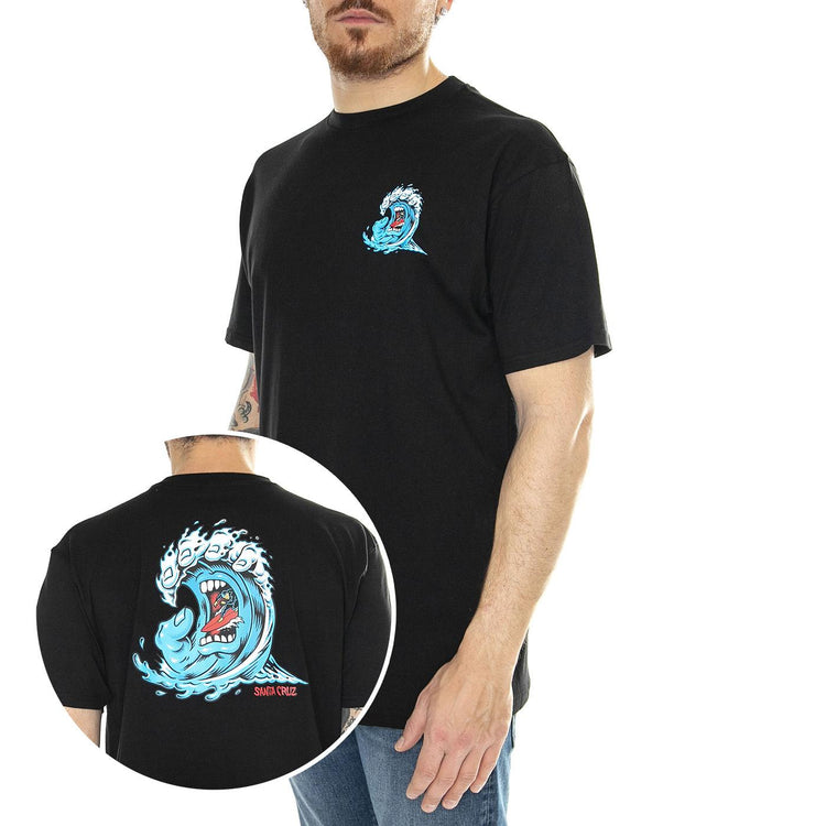 Screaming Wave Black - Maglietta Girocollo Uomo Nera SCA-TEE-10641  SANTA CRUZ 