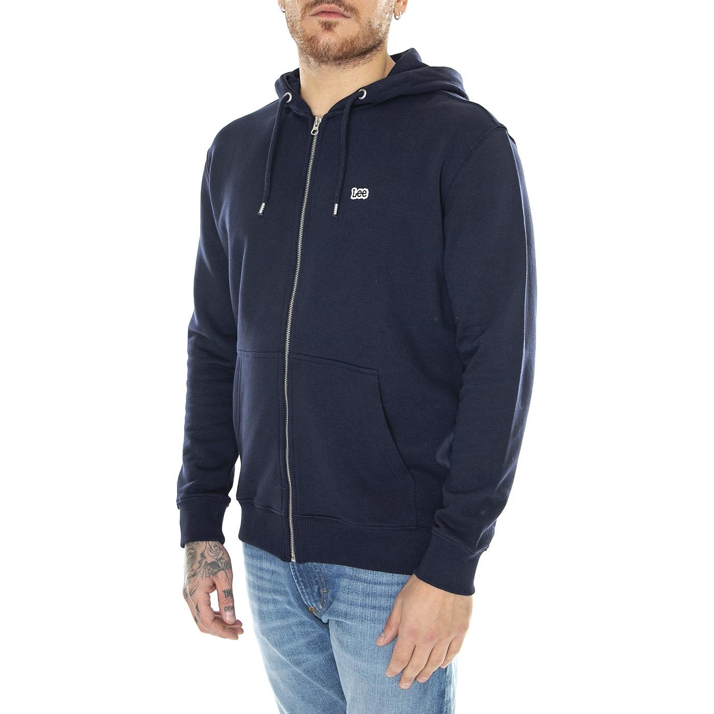 Basic Zip Through Ho Navy-L80KSP35 - Felpa con Cappuccio e Zip Uomo Blu 112121426  LEE 