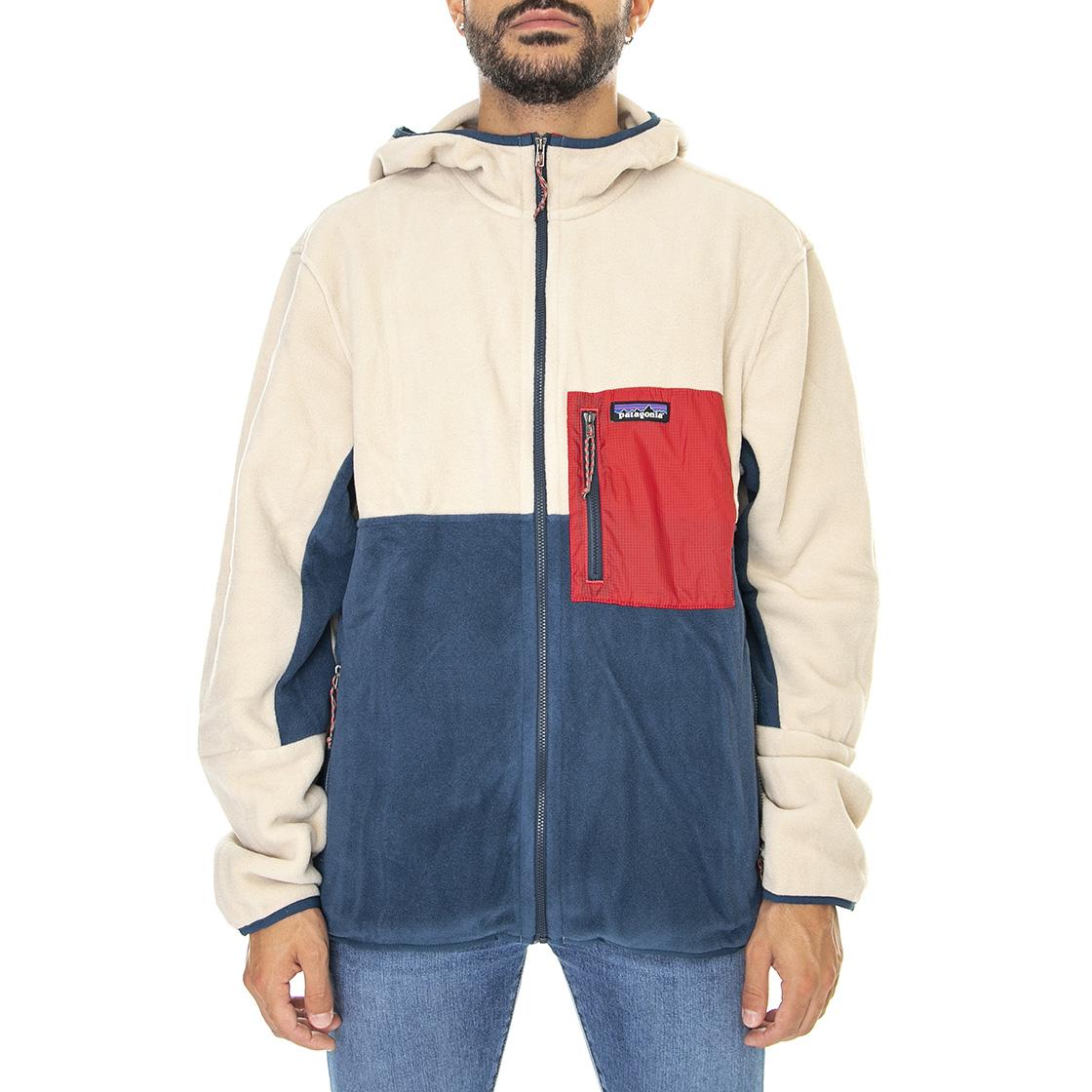 M's Microdini Hoody Tidepool Blue w/Oar Tan - Felpa con Zip Uomo Beige / Blu 26210-TIBO  PATAGONIA 