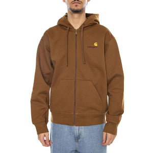 Hooded American Script Jacket Hamilton Brown - Felpa con Cappuccio Uomo Marrone I033063.HZXX  CARHARTT WIP 