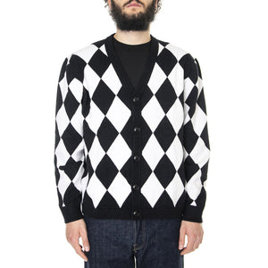 Go Avery Diamond Cardigan Jet Black / Multi - Cardigan Uomo Nero / Bianco M2RR21Z3382-JTMU  GUESS ORIGINALS 