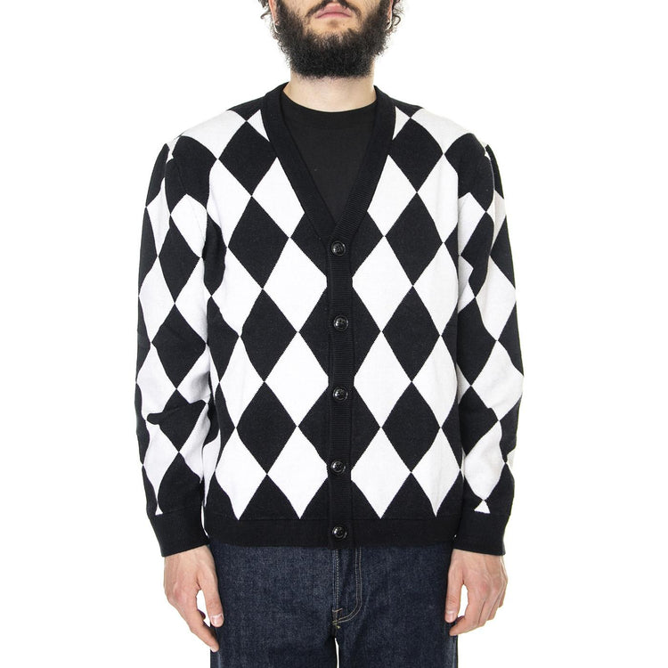 Go Avery Diamond Cardigan Jet Black / Multi - Cardigan Uomo Nero / Bianco M2RR21Z3382-JTMU  GUESS ORIGINALS 